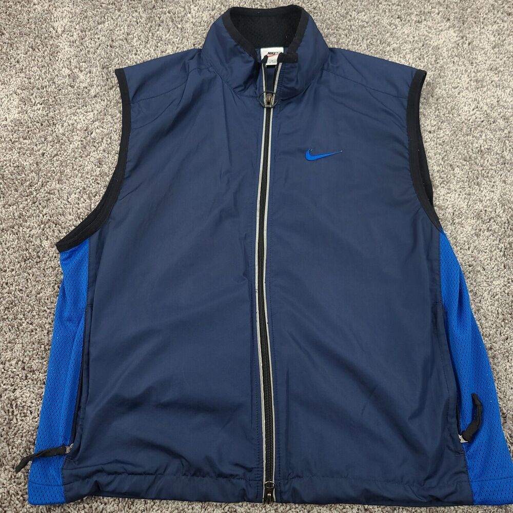 Nike Windbreaker Vest Mens M Blue Black Full Zip Jacket